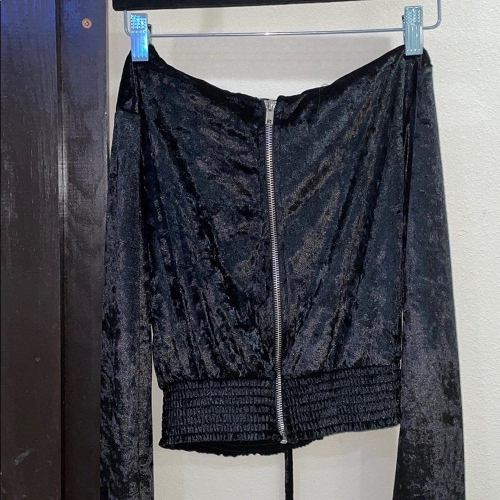 Velvet Cropped Hoodie